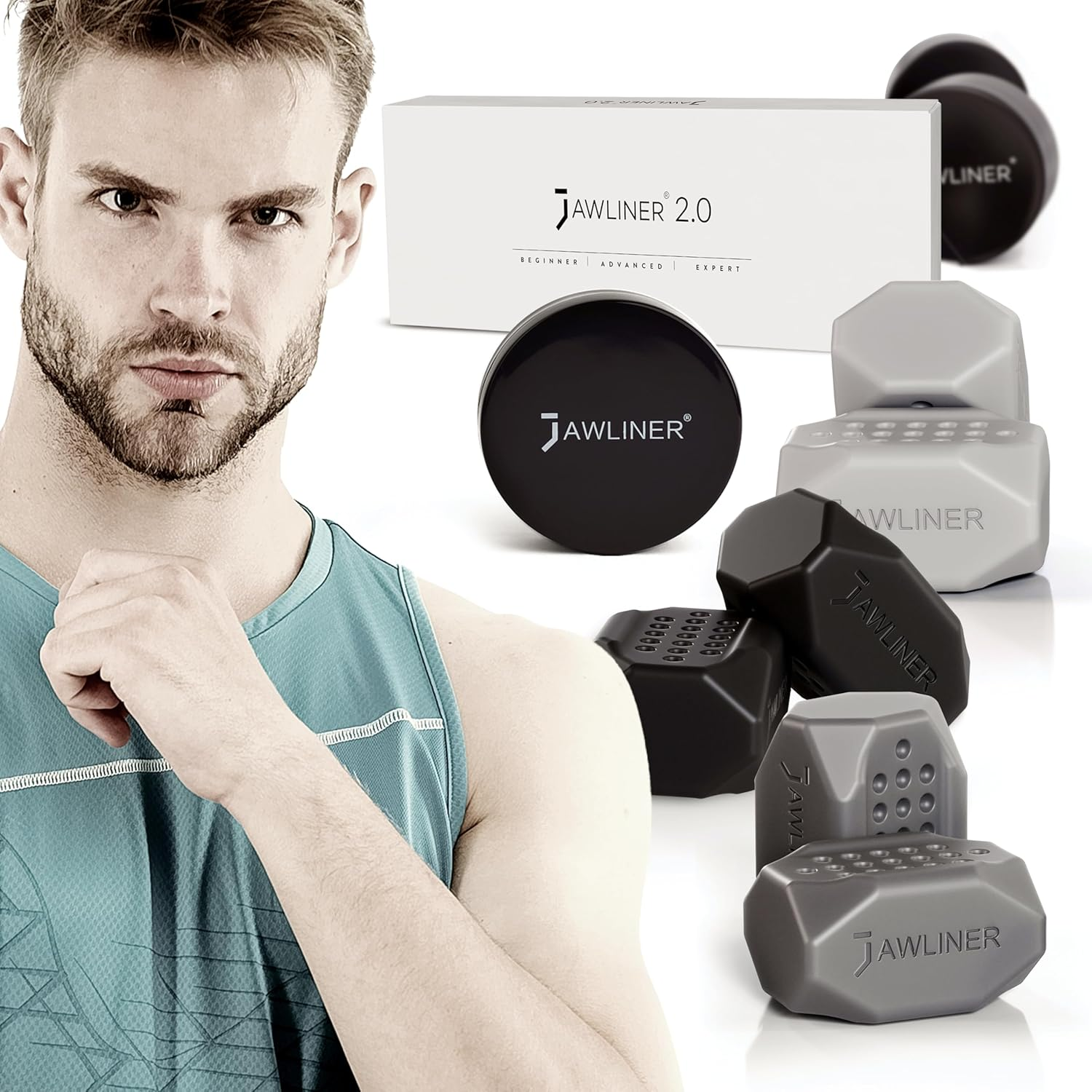 Jaw Exerciser Set for Men & Women - Jawline Trainer with 3 Resistance Levels - Double Chin Reducer - 100% Food-Grade Silicone - Face and Neck Shaper & Jaw Strengthener image number 3