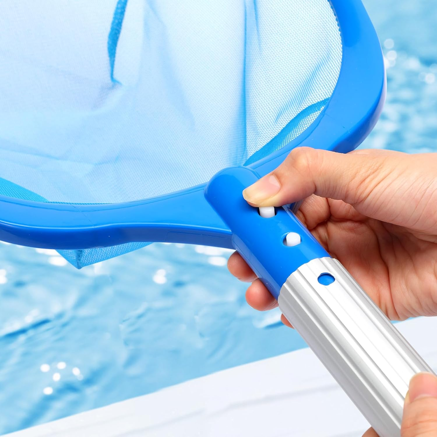 2 Pack Pool Skimmer Net, Pool Nets for Cleaning, Swimming Pool Leaf Skimmer Net with Reinforced Frame, Ultra Fine Mesh Netting, Clean Remove the Finest Debris Fast image number 5