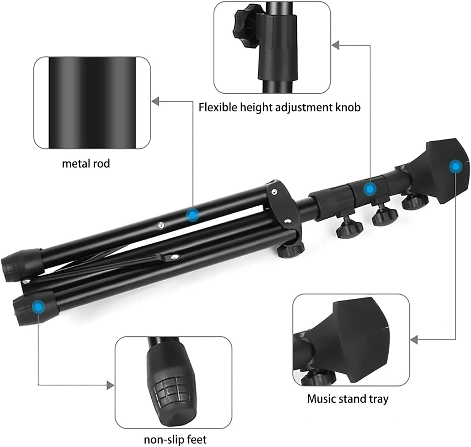 Adjustable Music Conductor Stand Folding Sheet Music Stand Lightweight Metal Music Holder Durable Tabletop for Guitar Pianomatte Black (Music Sheet Stand 1/Pack, Black) (Big)