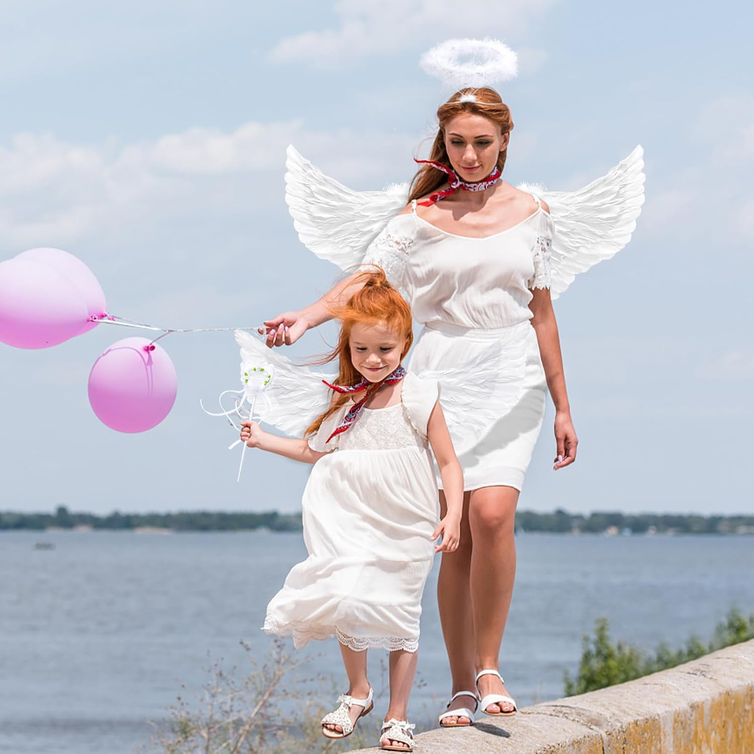 Angel Costume Women, Angel Wings Cupid Costume Women with Halo Angel for Angel Costume Women Children Men Adults on Halloween Carnival Birthday Themed Party - White Large image number 3