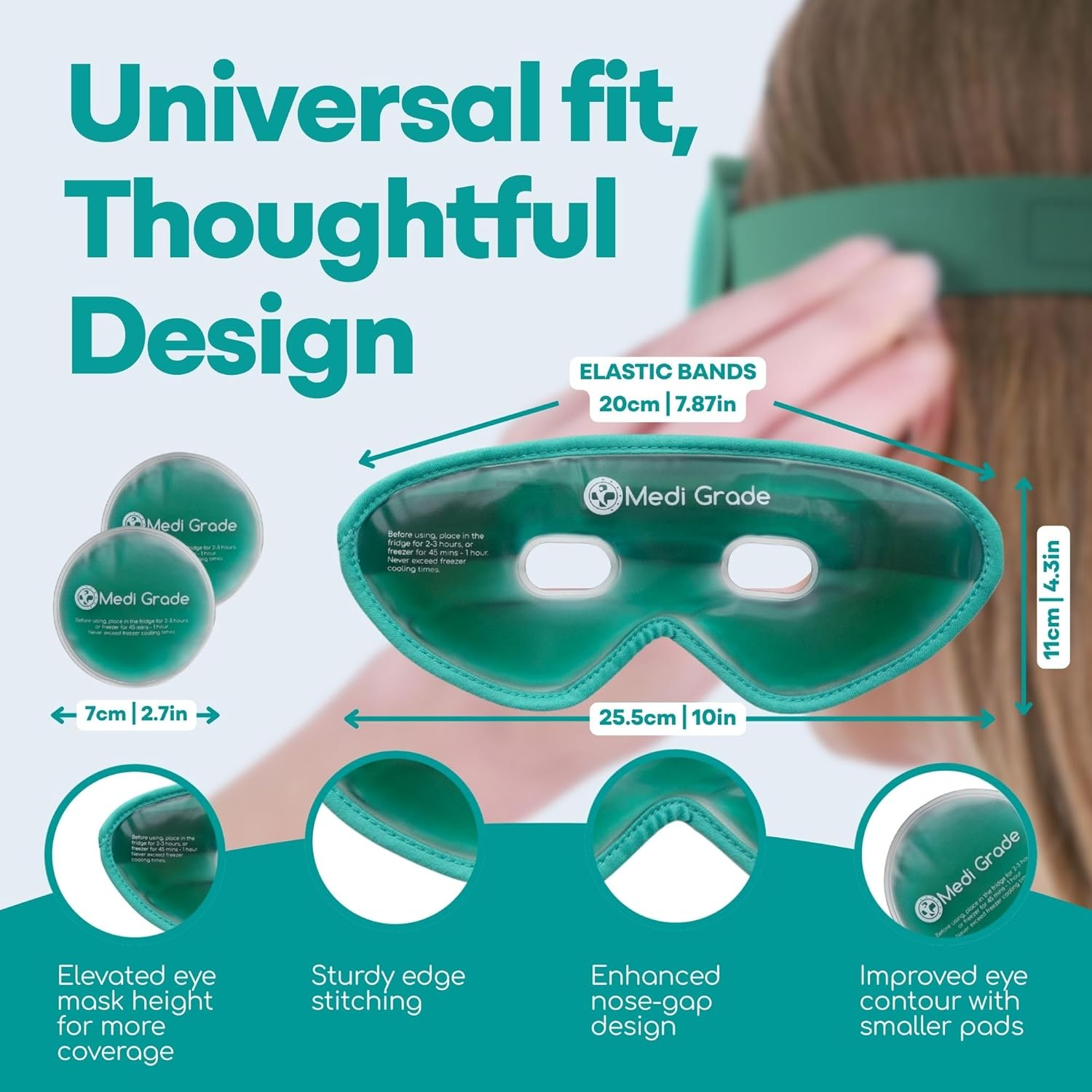 Medi Grade Cooling Eye Mask for Puffy Eyes with Cooling Eye Pads and Insulated Thermo-Bag - Ice Cold Gel Eye Mask for Morning/Night Skincare Routine and Reducing Dark Circles - Soft Eye Cooling Mask image number 1