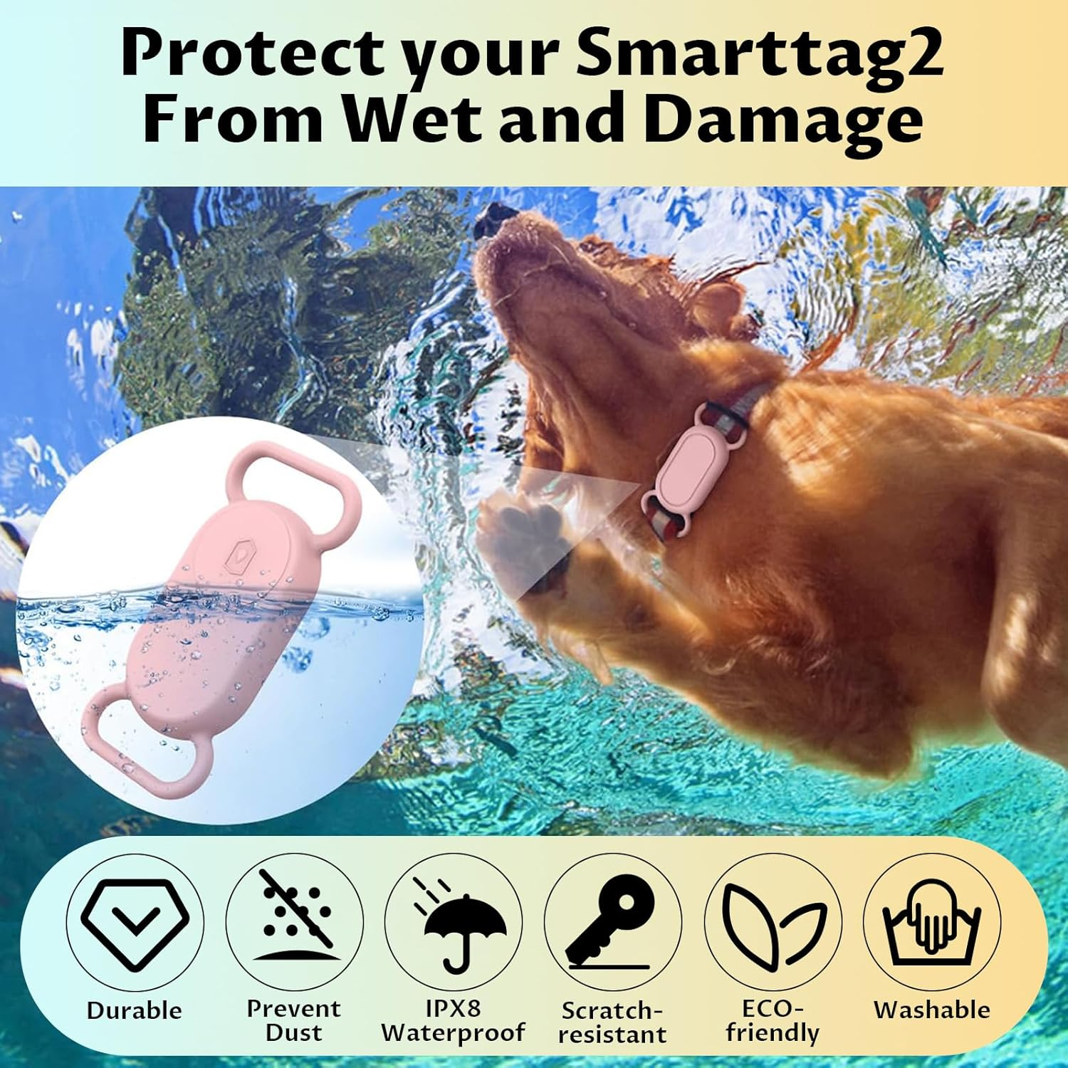 Velmoriah 3-Pack Waterproof Dog Collar Holder for Samsung Galaxy Smarttag 2, Silicone Protective Case, Anti-Lost Scratch Resistant Protective Cover Accessory Compatible with Samsung Galaxy Smart Tag2 image number 2