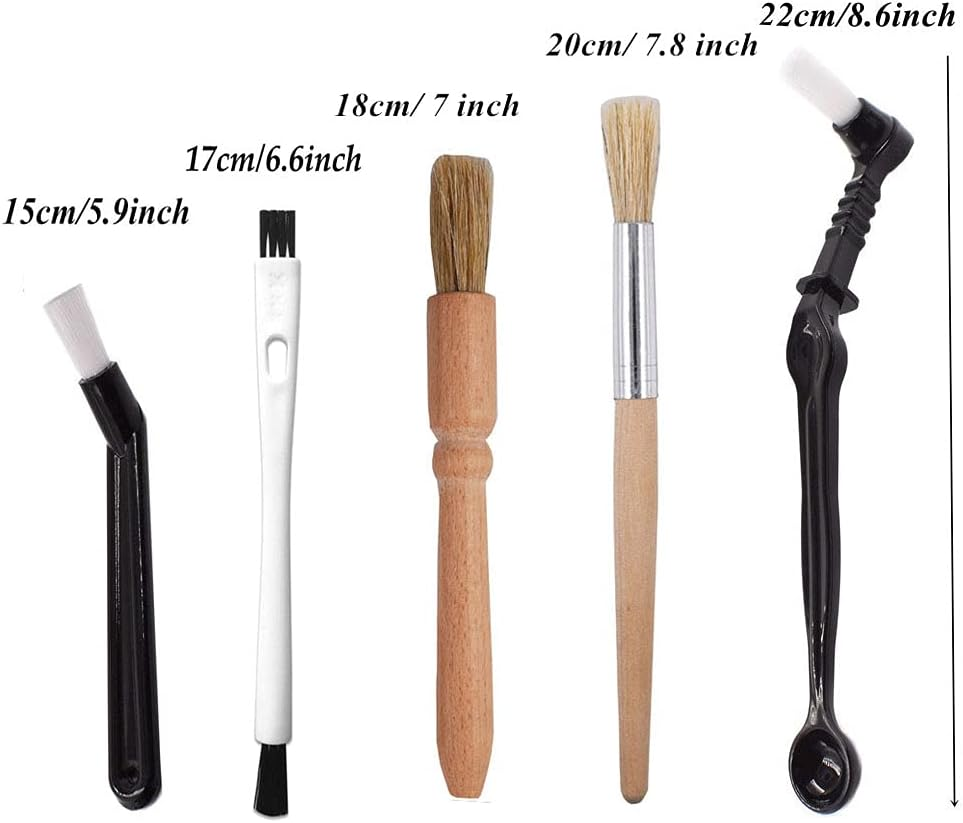 Dxary 5 Pieces Coffee Brush Set Professional Espresso Brush Kit Include Wooden Coffee Grinder Machine Cleaning Brush and Nylon Espresso Brush for Coffee Machine Group Head (5) image number 1