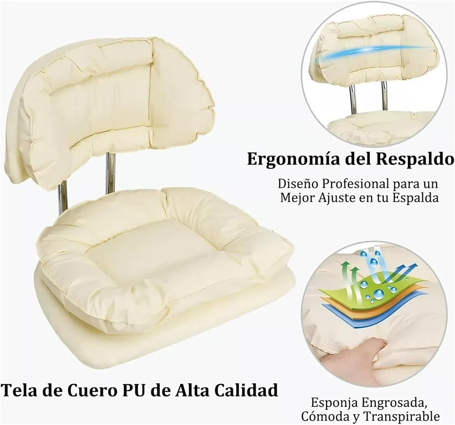 GO TILING Home Office Chair Adjustable Height Rolling Stool with Low Backrest &ndash; Swivel Office Chair with Thickened Cushion for Kids Adult Study Work for Home, Salon, Spa, Nail Shop, White - Pink image number 4