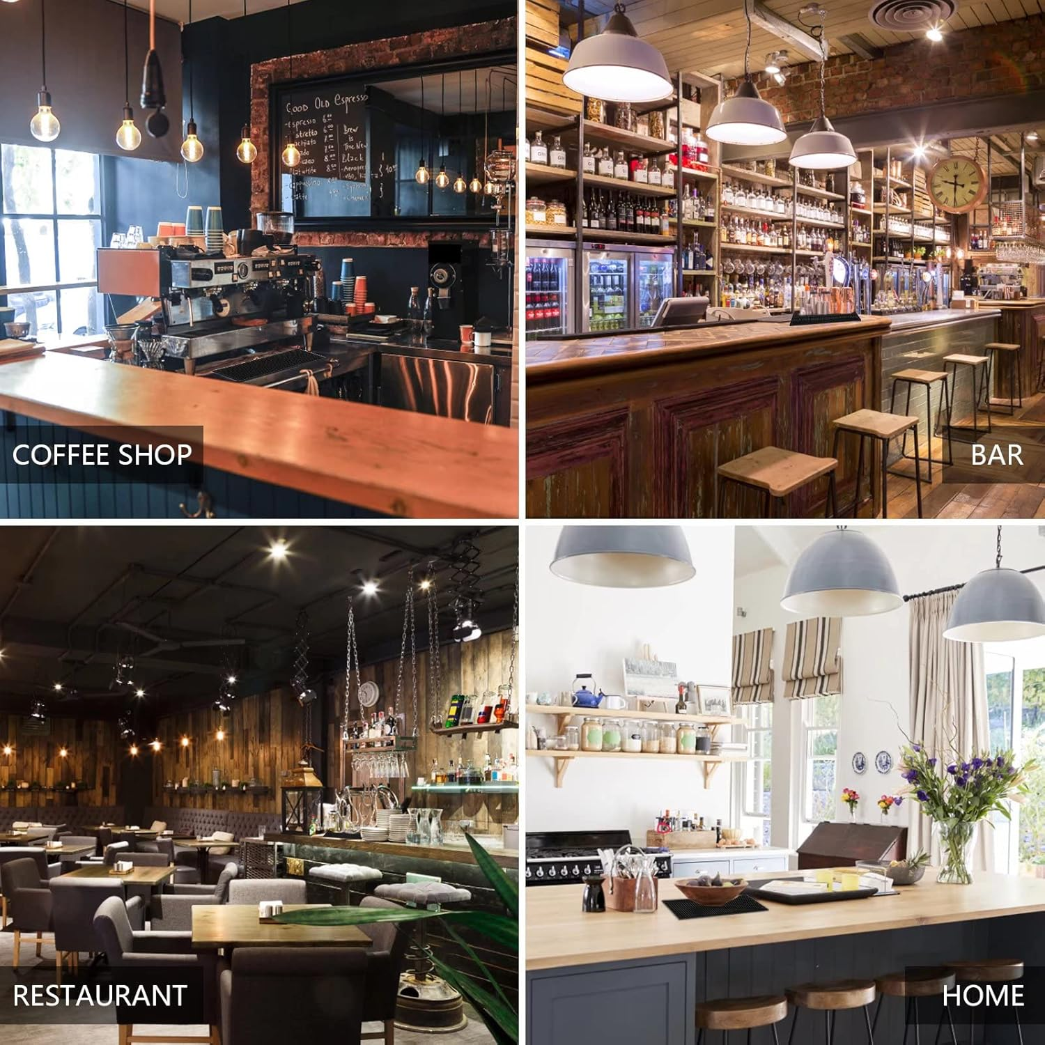 Xienie Bar Mat 6" X 12" Small Black, Coffee Mat for Home Bar, Bar Service Spill Mat for Cocktail Bartender Kitchen Countertop, PVC Counter Top Cup Mats Glasses Drying Mat, 1PCS image number 1