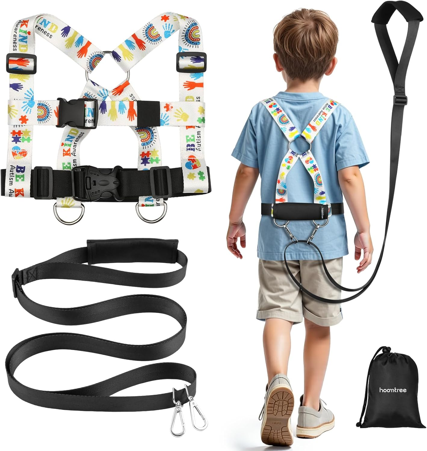 Safety Walking Harness and Leash for Autism & Special Needs Kids Ages 6-12 with Easy-Adjust Tether + Emergency Grab Handle for Wandering Prevention & Calm Outdoor Adventures