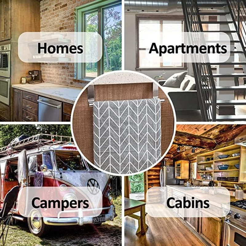 Stainless Steel over Door Towel Rack Bar Holders for Universal Fit on Cabinet Cupboard Doors Pack of 2 image number 2