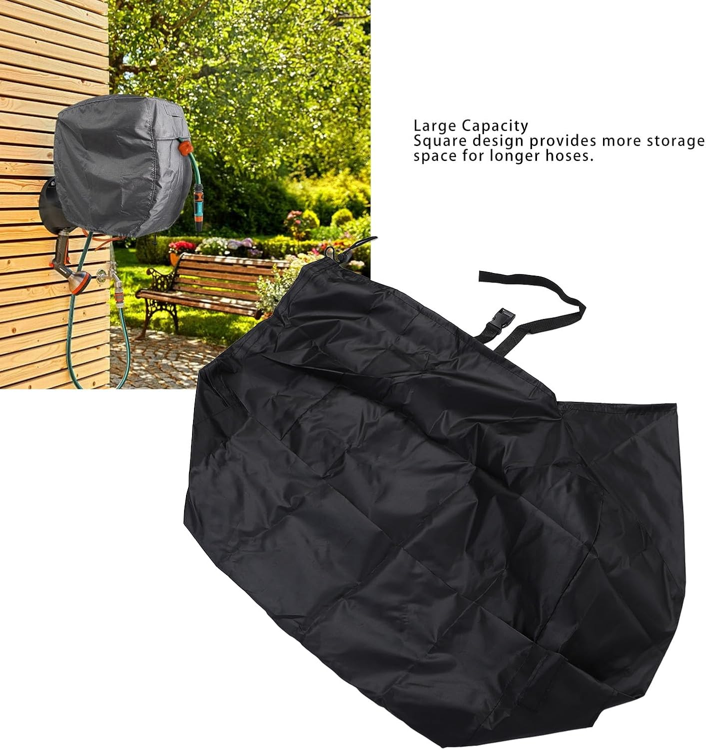 Omabeta 1PCS Wall Mounted Hose Reel Cover,Retractable Hose Reel Protective Cover, Water Resist Sunproof for Garden Tools Accessories, 23.6X17.7X23.6" image number 3