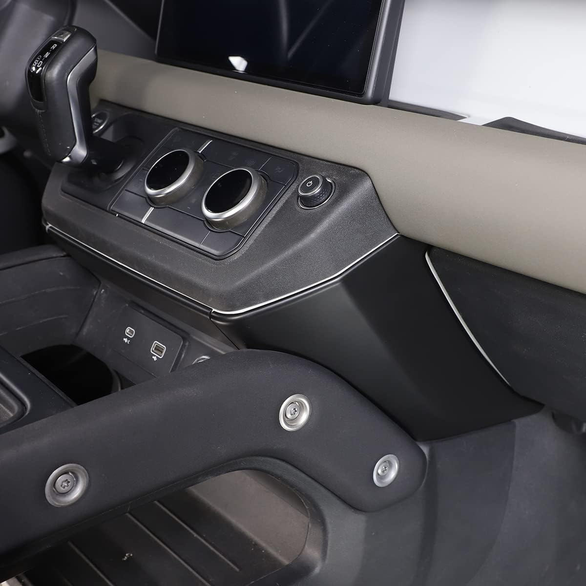 TINKI Auto Center Console Decorative Panel Compatible for Land Rover Defender 90 110 130 2020 2021 2022 2023 Car Indoor Decoration Cover Trim Interior Accessories (Style 1, Matte Black) image number 2