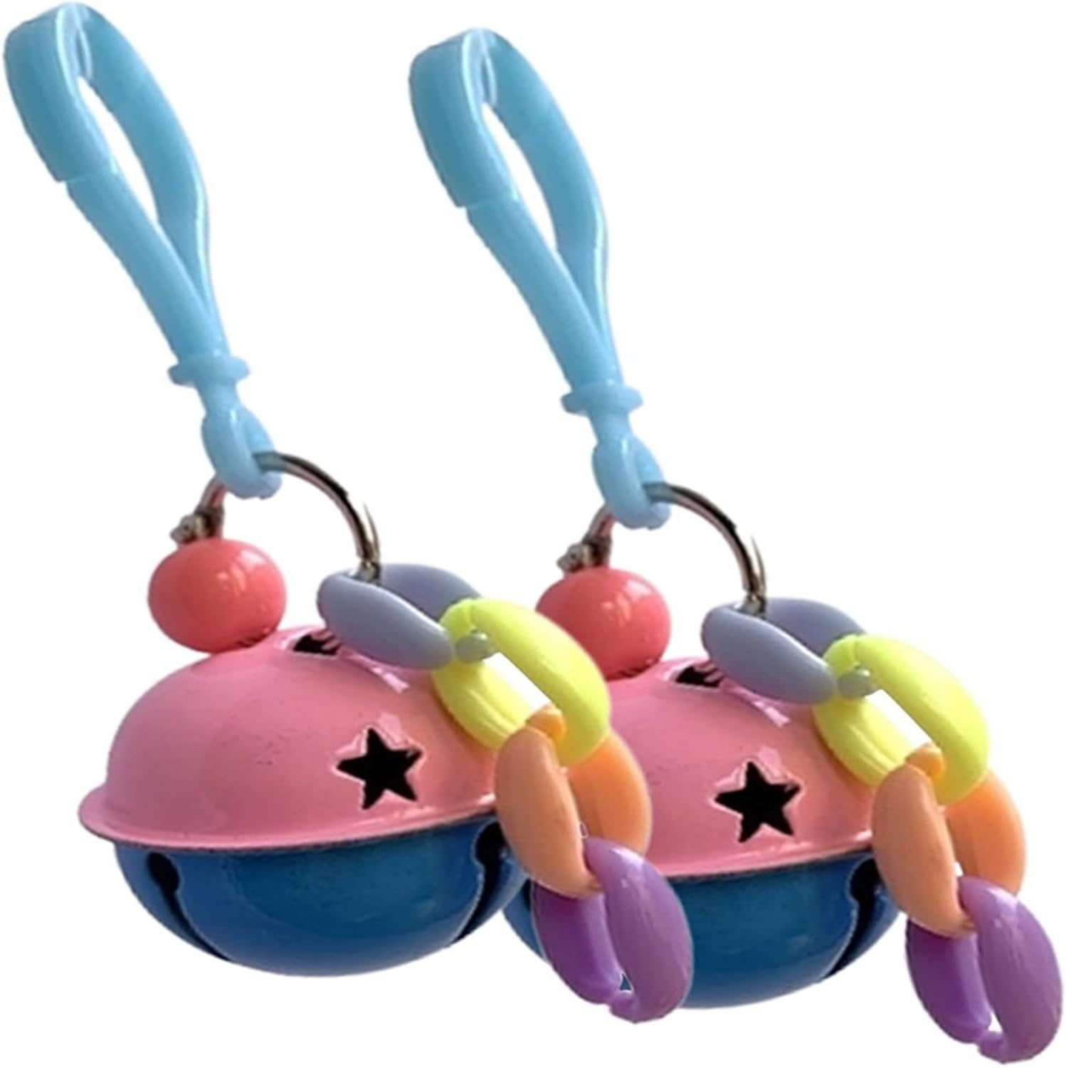 Conure Toys Bell, Parakeet Bell Toy - 2 Bird Cage Cockatiel Toys - Acrylic and Metal Bird Cage Pendant Chew Toy image number 6