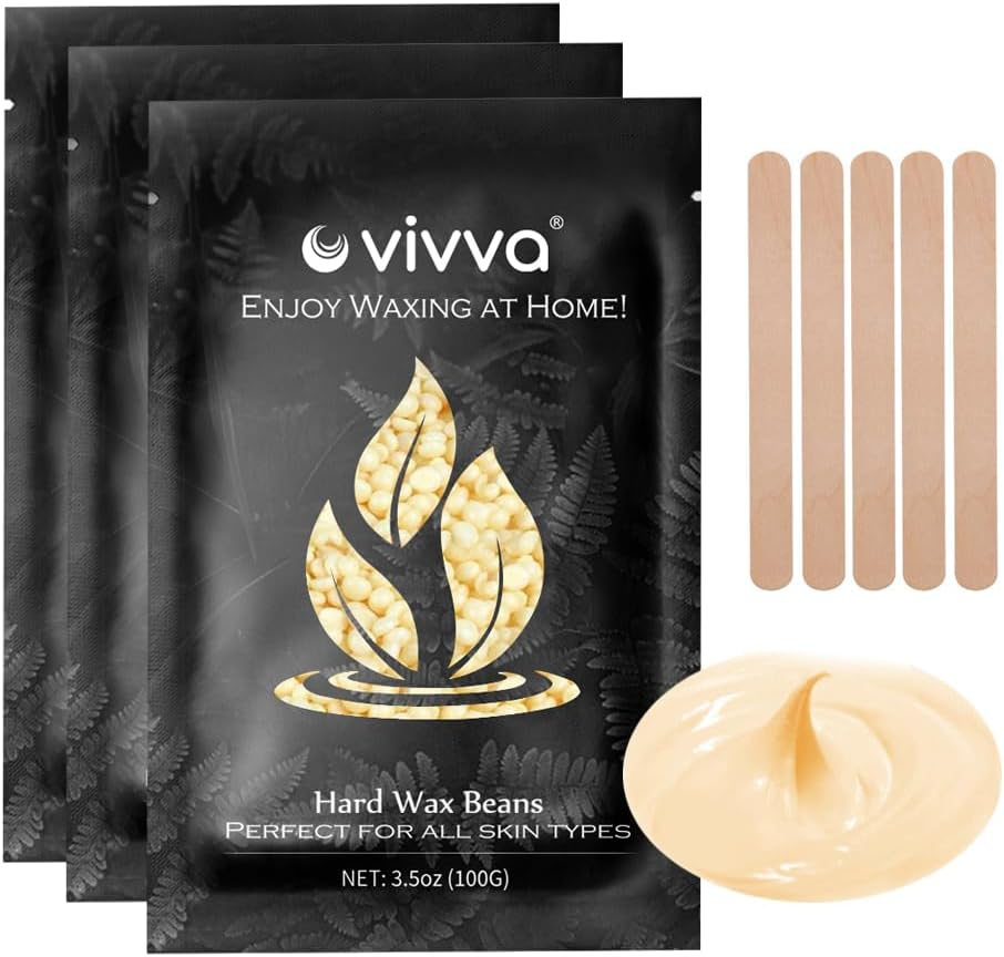 Vivva 300G Hard Wax Beans,Wax Beads with 10Pcs Waxing Stick for Hair Removal Bikini Brazilian Waxing (Lavender) image number 1