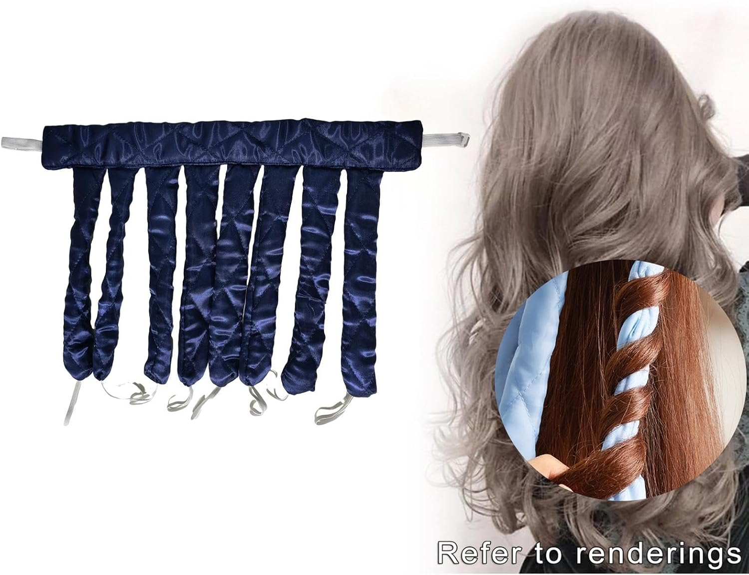 Amagogo Roller Hair Heatless Curling Rod Headband Lightweight Lazy Hair Curler Easy to Use Heatless Curler for Overnight Curls, Dark Blue image number 5