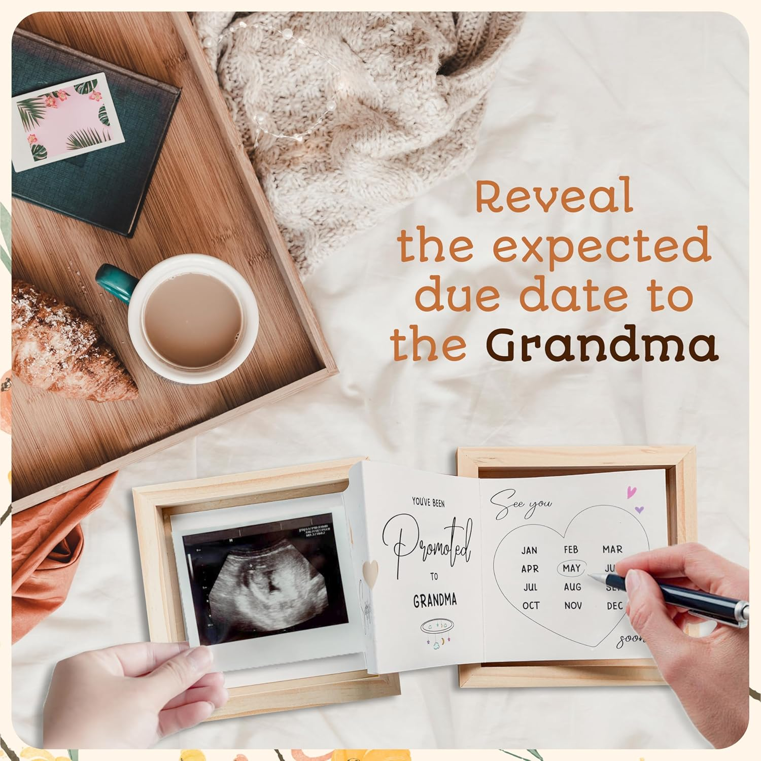 Pregnancy Announcement for Grandma - Surprise Grandma Baby Announcement Box, Ultrasound Picture Frame Pregnancy Reveal, New Baby Announcements Ideas