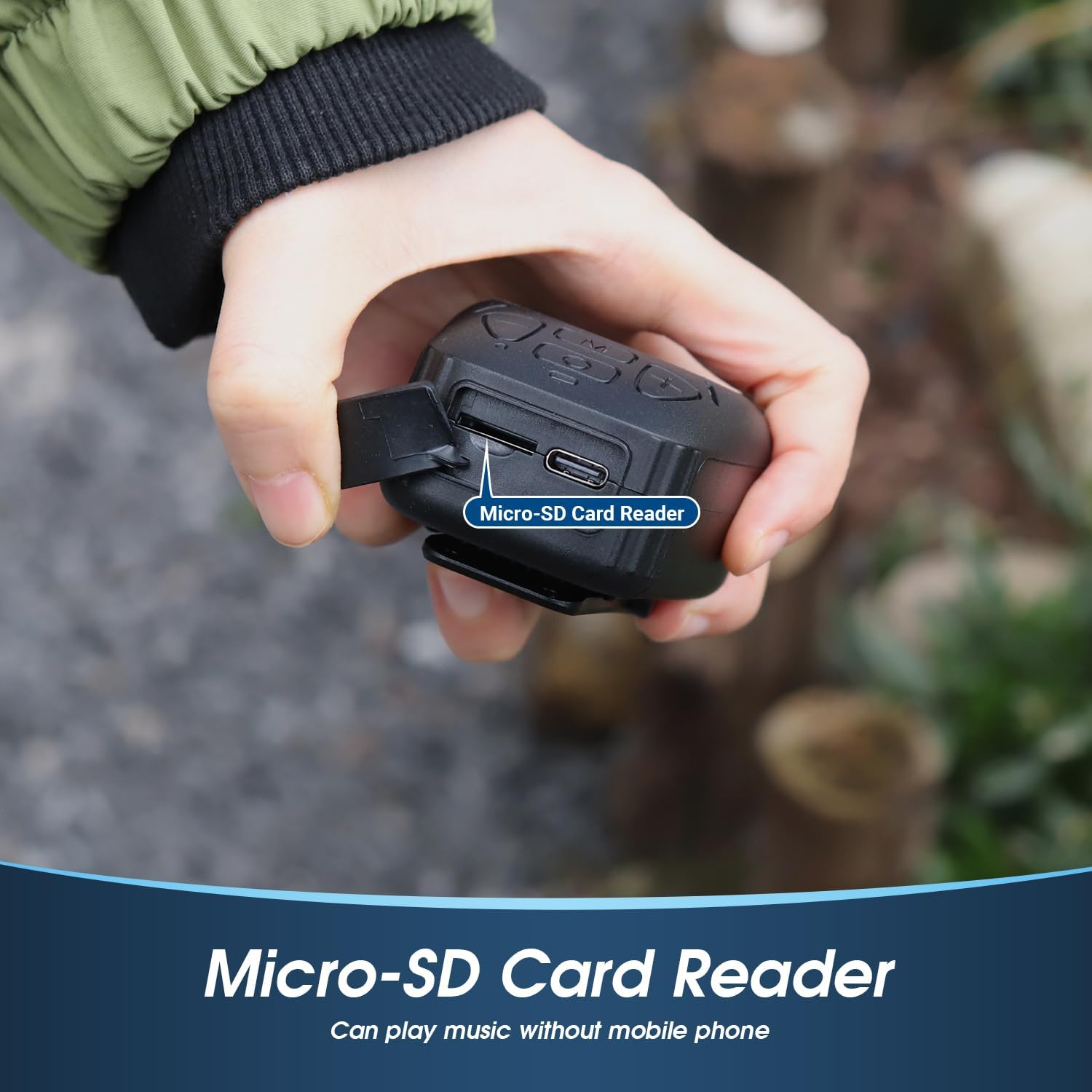 August MS550 Portable Bluetooth 5.3 Clip-On Speaker with Magnet and Microphone - 30 Hour Battery, IP56 Waterproof, Hands Free Calling, Micro SD for MP3 - Outdoor Speaker for Cycling, Hiking, Camping image number 6