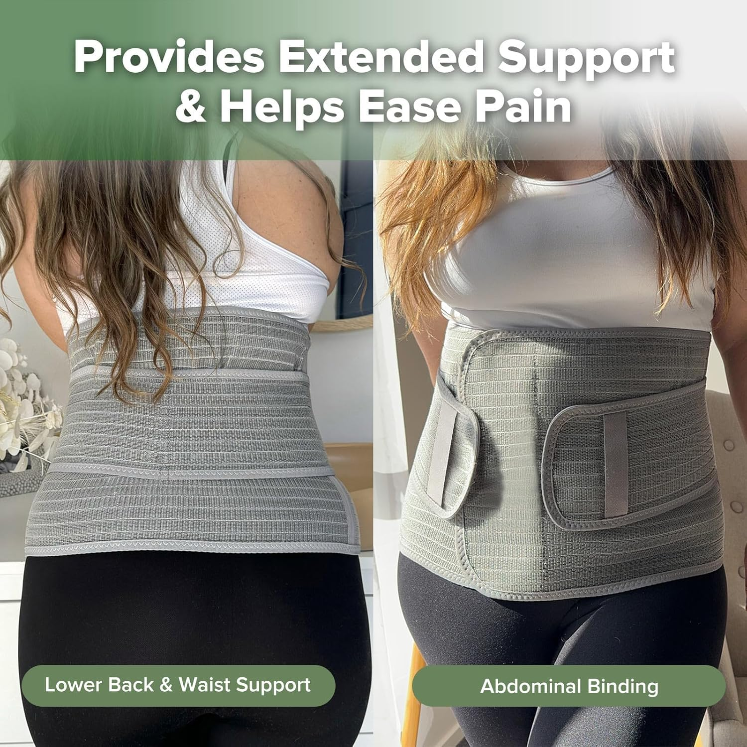 Haakaa Postpartum Belly Band, Postpartum Belly Wrap Back Support, Natural Delivery & C Section Recovery Band Waist Shaper, M Grey image number 4