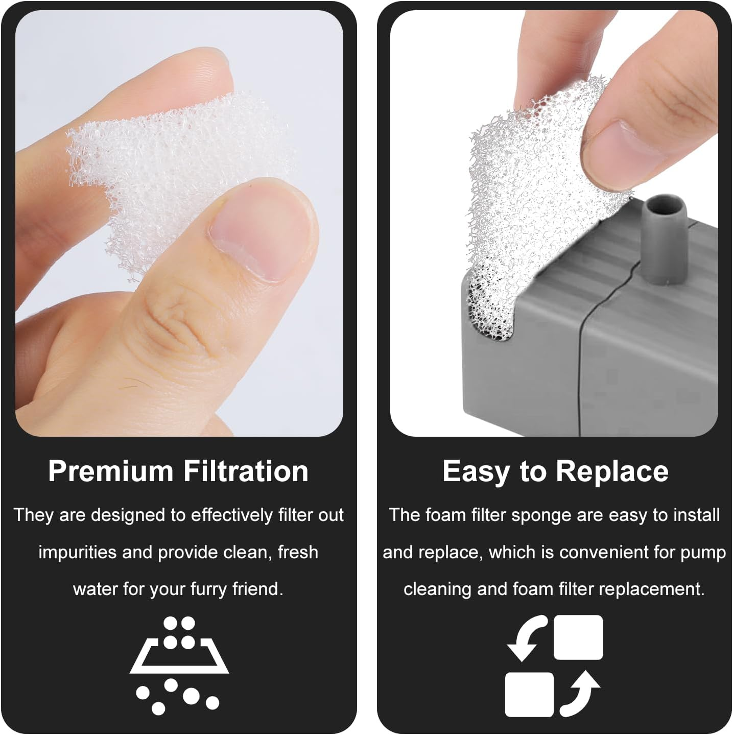 Pack of 20 Pet Fountain Filters, Cat Water Filter, Replacement Foam Filter, Compatible with PETKIT Eversweet 3 Pro Eversweet Solo 2 Eversweetsolo SE Wireless Pump Drinking Fountain for Pets