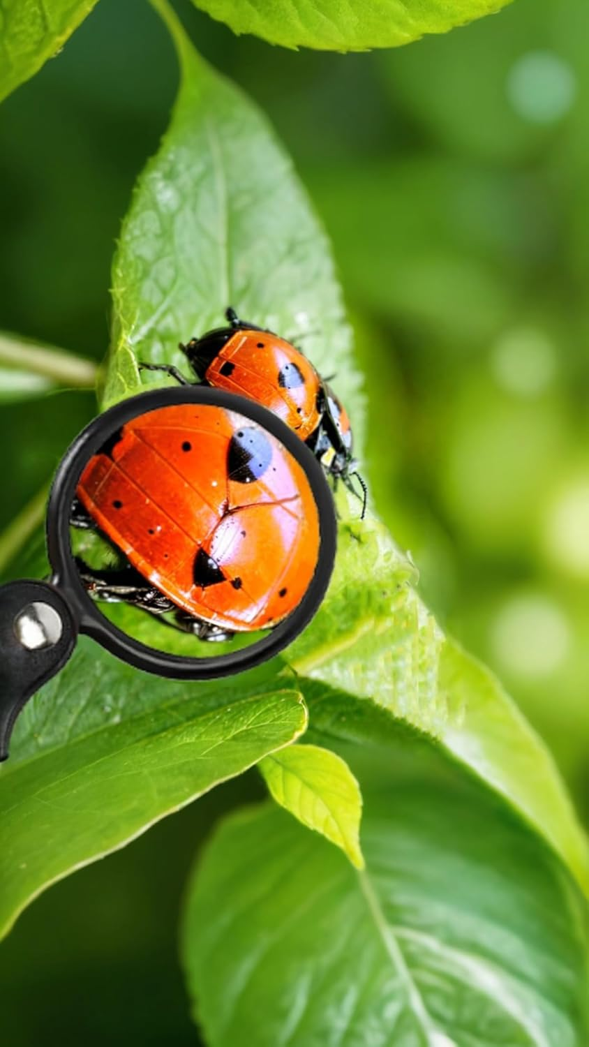 10X HD Pocket Magnifier with Flip Lens, Mini Folding for Reading & Jewelry, Portable with Leather Cover, for Low Vision & Inspections(60 Mm Diameter) image number 5