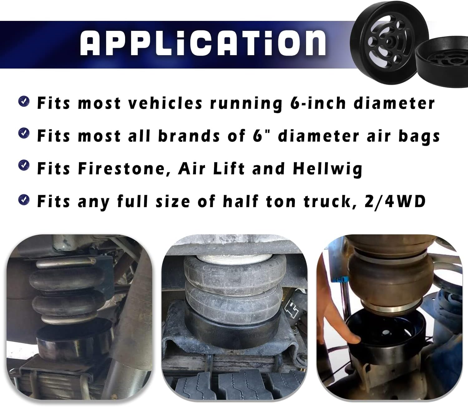 Air Bag Cradle Kits Fits for Full Suspension Travel for All Vehicle with 6" Diameter Air Bags and Full Size of Half Ton Truck 2/4WD #KU09140BK image number 5