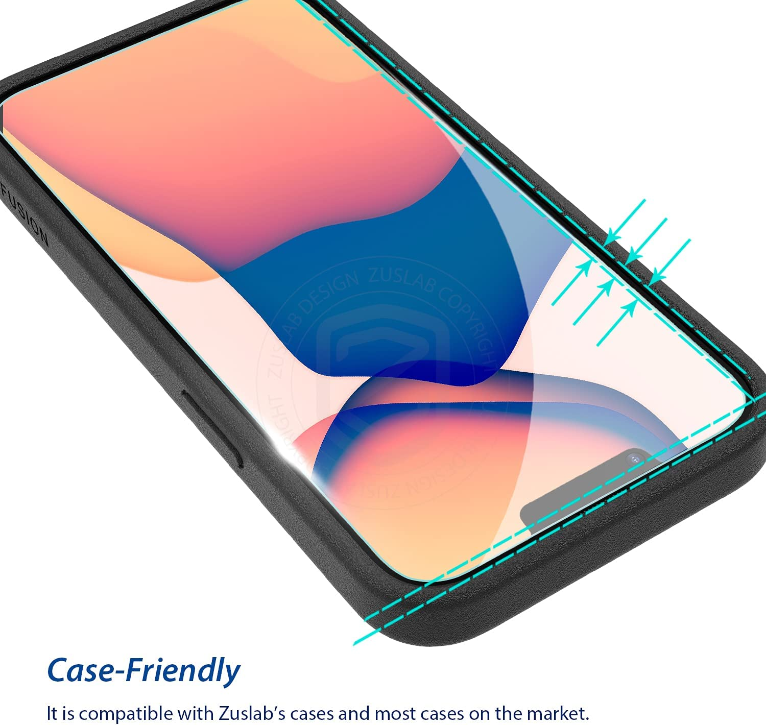 [2 Pack] ZUSLAB Screen Protector for Iphone 16E / 14/13 Pro / 13 Tempered Glass Film Case Friendly 9H Hardness for Apple - Black image number 5