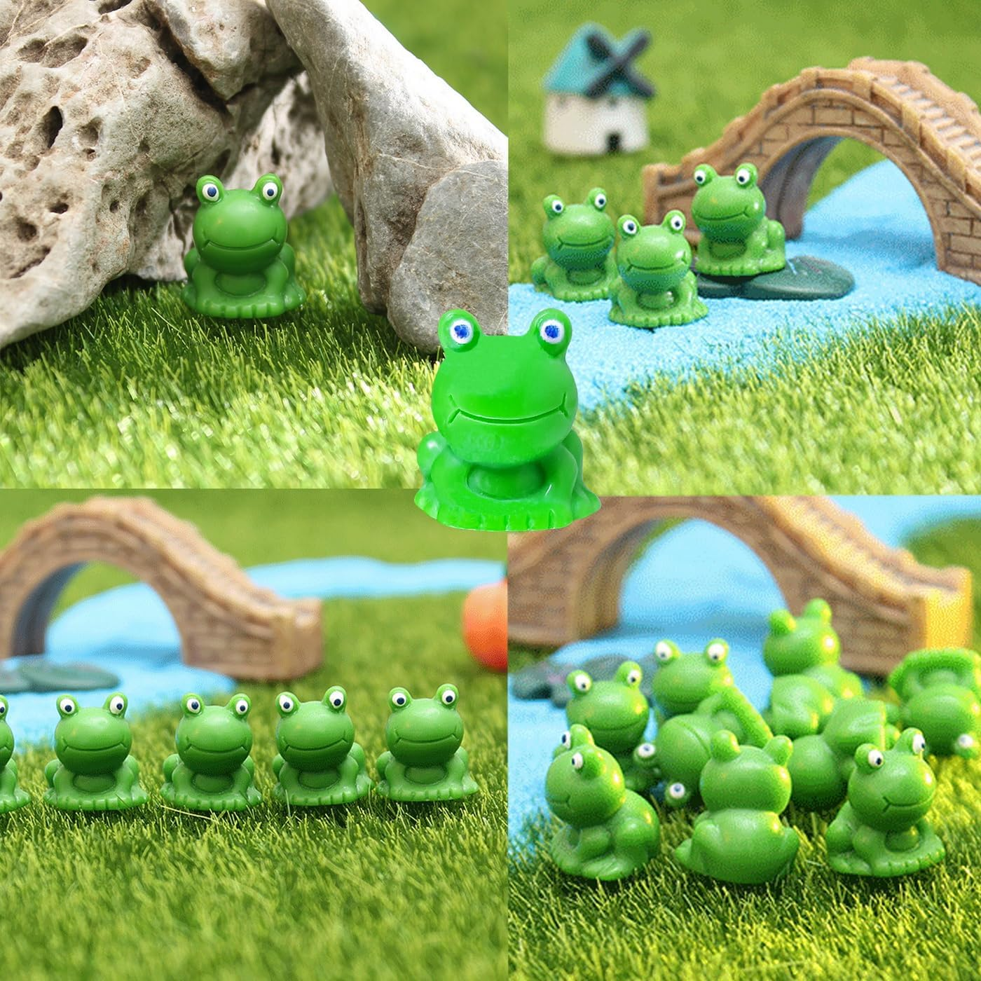 30 Pcs Mini Resin Frog Decor Green Miniature Cute Frogs Figurines Small Animals Model Crafts Little Garden Landscape Potted Decorations image number 1