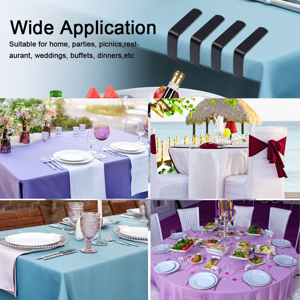 4 Pieces Tablecloth Clips, Tablecloth Holders, Stainless Steel Table Cover Clamps, Suitable for Parties, Picnics, Restaurants & Weddings (Black) image number 5