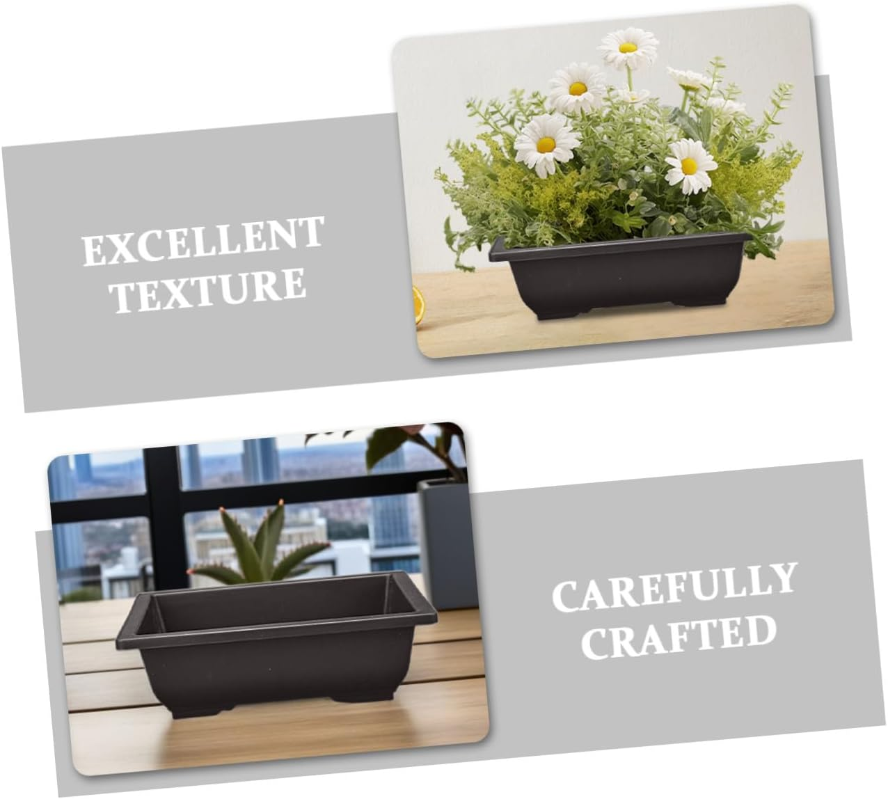 BESPORTBLE 5Pcs Rectangular Plastic Bonsai Planters for Home Gardening, Small Succulent Plant Pots without Tray, Sturdy Reusable Flower Containers for Indoor and Outdoor Use image number 2