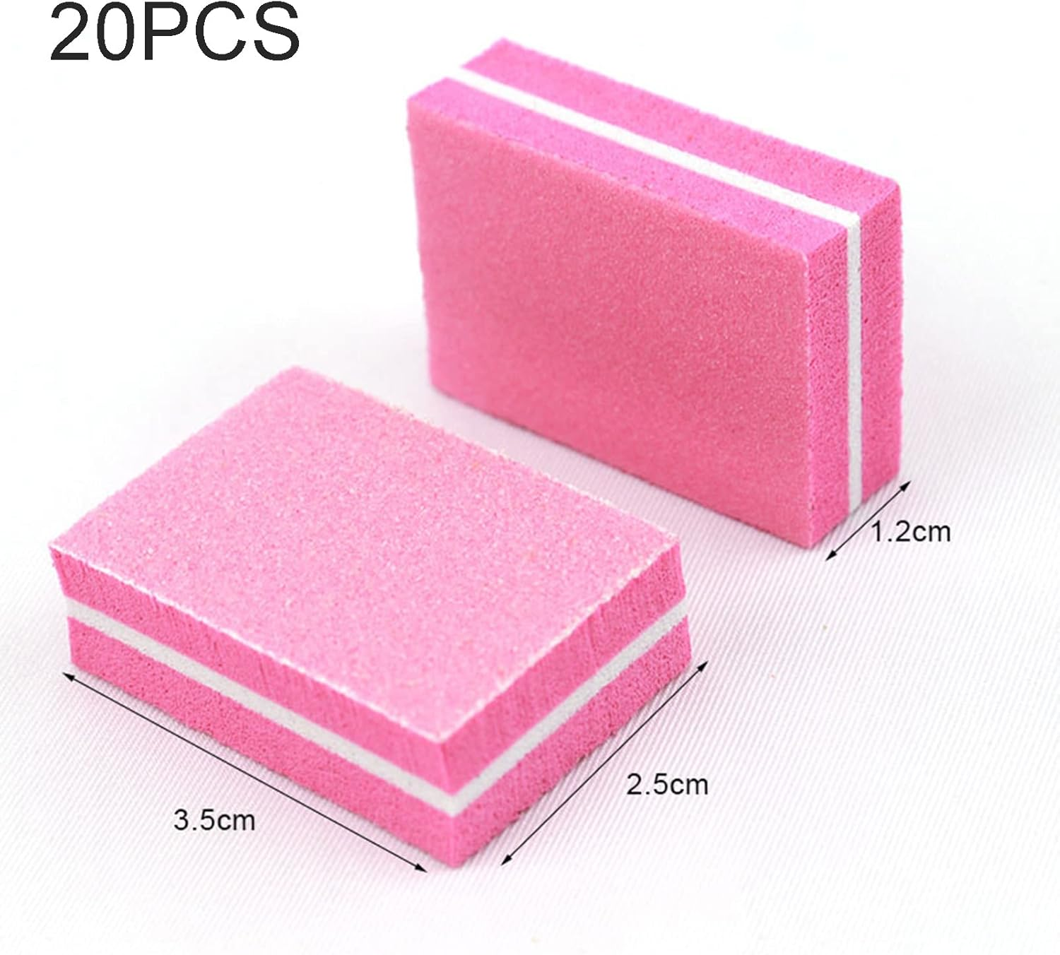 Luoshapucy Pack of 20 Buffer Sanding Blocks, Nail Buffer Blocks, Polishing Block, Double-Sided Sponge, Nail File, Manicure Tool for Sanding Acrylic Nails, Natural Gel for Gel Nails and Acrylic Nails (Pink)