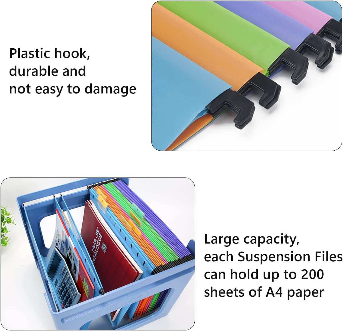 20PCS A4 Suspension Files, Polypropylene Filing Cabinet Suspension Files with Tabs and Card Inserts for Office Organization Home Work - Orange image number 4