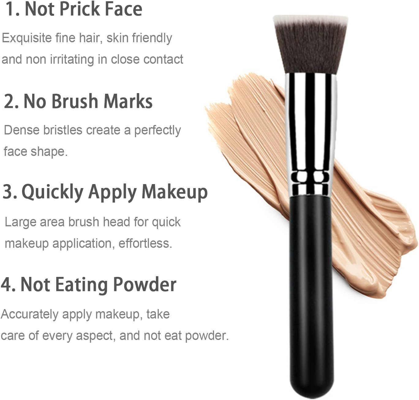 Ksvsonrvi Flat Kabuki Foundation Brush, Soft Premium Makeup Brush Cosmetic Tool, Black image number 2