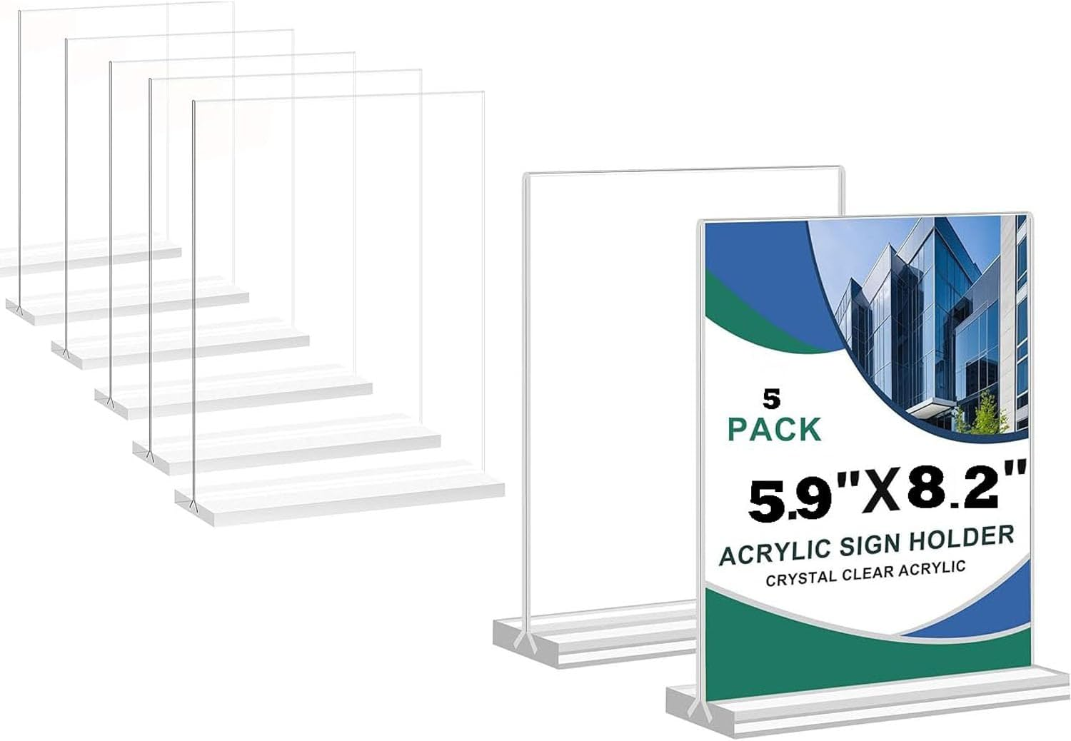 5Pack Acrylic Sign Holder,5.9 X8.2Inch Clear Display Sign Stand,Vertical Double-Sided Display for Store Sign Holders, Vertical Double Acrylic Stands, Vendor Booth Display Items(15Cm W X 21Cm H) image number 5