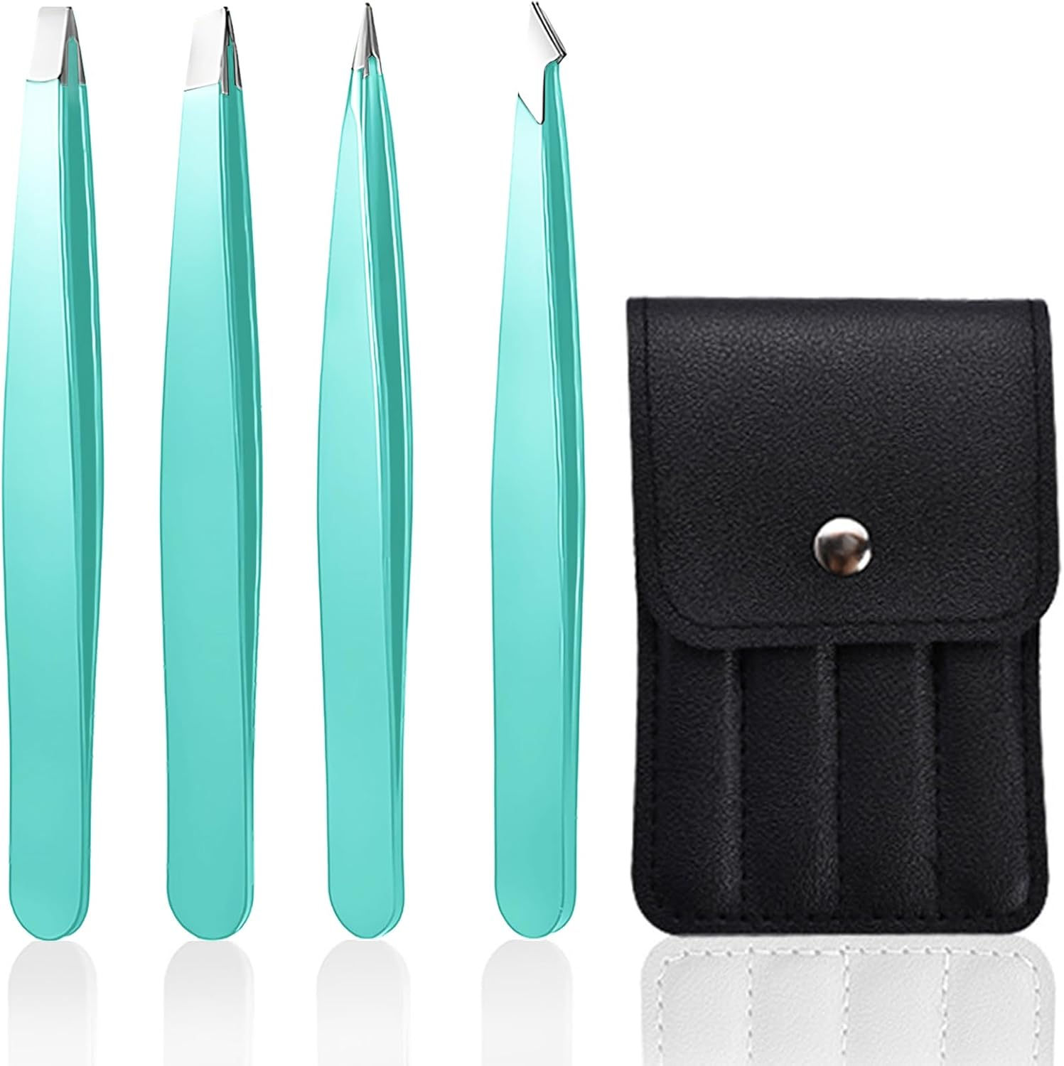 Liuchanghe Tweezers Set, Stainless Steel, Professional Eyebrow Tweezers for Removing Blackheads, Ingrown Hair, Eyelashes (Blue) image number 3