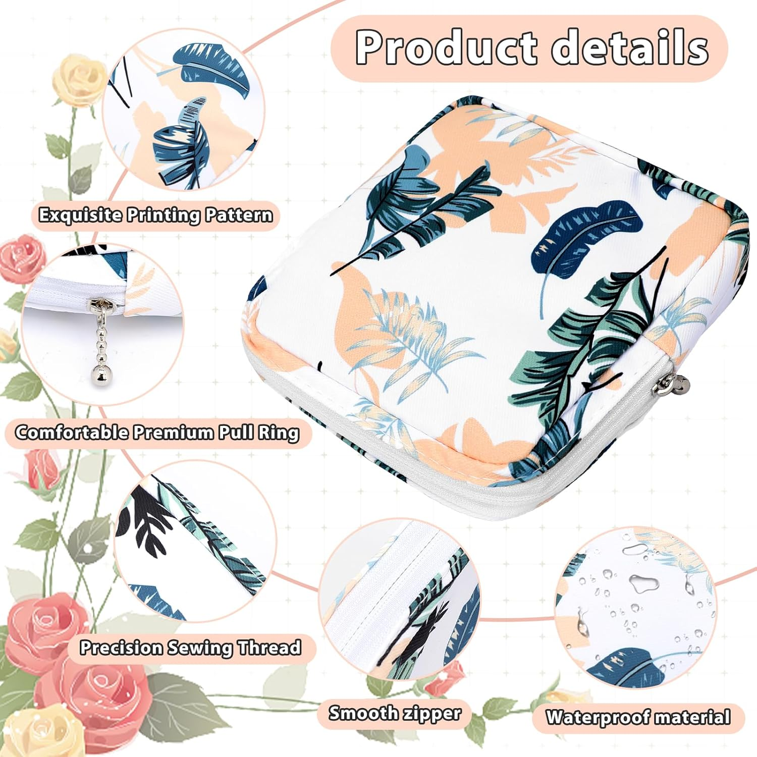 KALIONE Period Pouch - Reusable Menstrual Pad Storage with Zipper, Perfect for Teens and Women on the Go image number 1