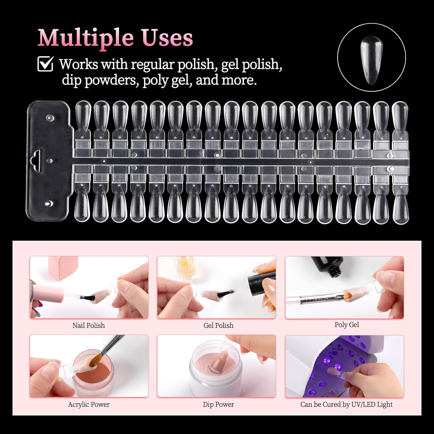BQAN 72 Pcs Nail Swatch, Double Layer Tips for Nail Polish Color Display & Manicure Practice & Color Samples with Number Stickers for Salons and Home DIY Use image number 2