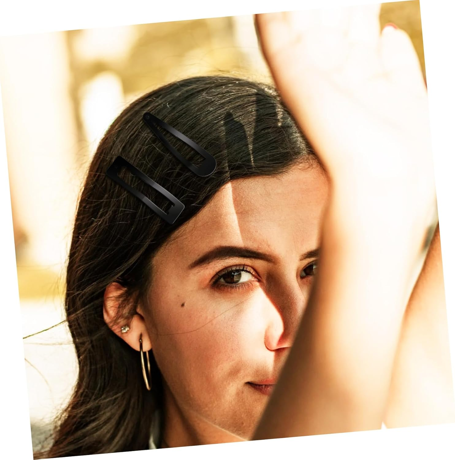 LOLIPPYY Black Snap Hair Clips Set 30Pcs Metal Hair Barrettes Large 8Cm Square Waterdrop Clips for Women image number 2