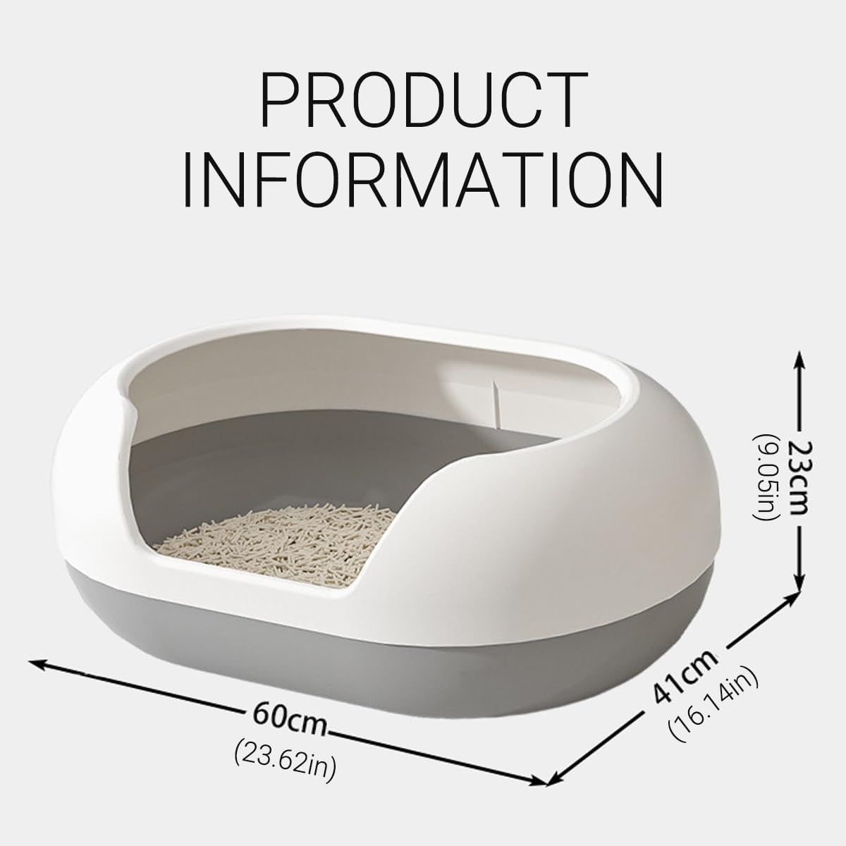 AIMALL Large Semi Closed Cat Litter Box Covered Litter Pan for Cats Easy Clean Design image number 3