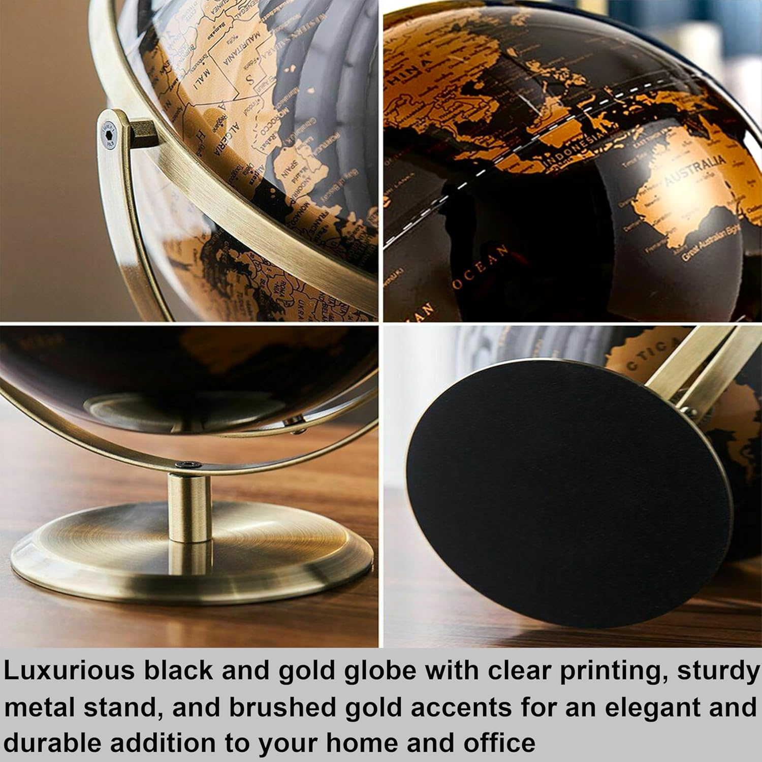 Luxurious Rotating World Globe with Stand&ndash;27Cm Desk Decorative for Home, Office, and Educational Use, 720&deg;Spinning for Geography Enthusiasts and Modern D&eacute;cor Lovers image number 3
