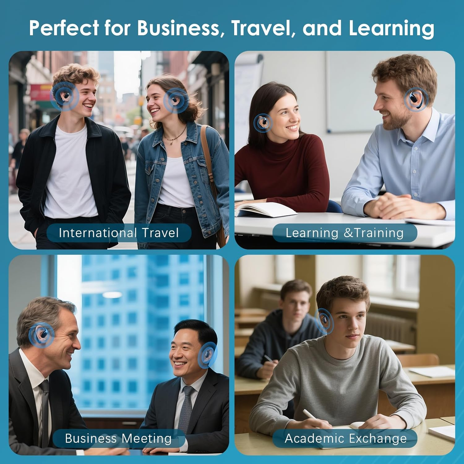 Translator Headphones Ninonly Bluetooth Voice Translator Earbuds for Real Time Translation for Travel, Business image number 3