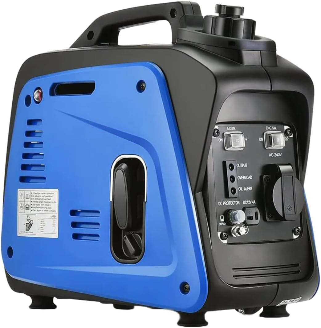 EZONEDEAL Inverter Generator for Home Use - 800W Max, 700W Rated, 100% Pure Sine Wave, Petrol, Portable Generator for Camping - Blue image number 6