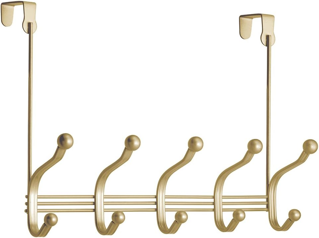 Interdesign York Lyra over the Door 10-Hook Rack for Coats, Hats, Robes, Towels - Pearl Brass