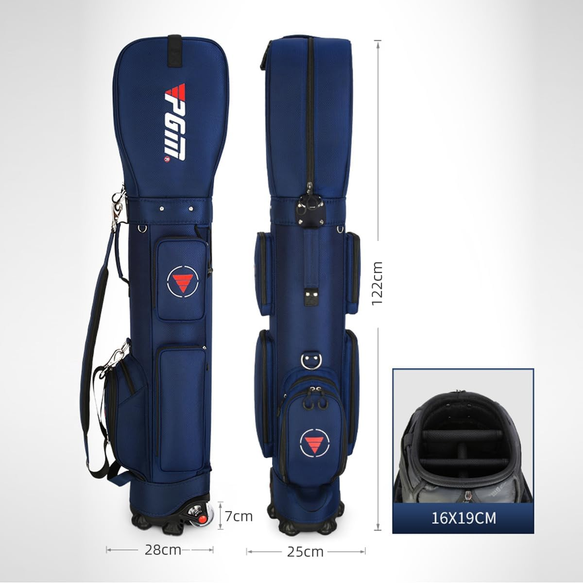 Golf Clubs Bag with Wheels Wheeled Clubs Bag - Black image number 6