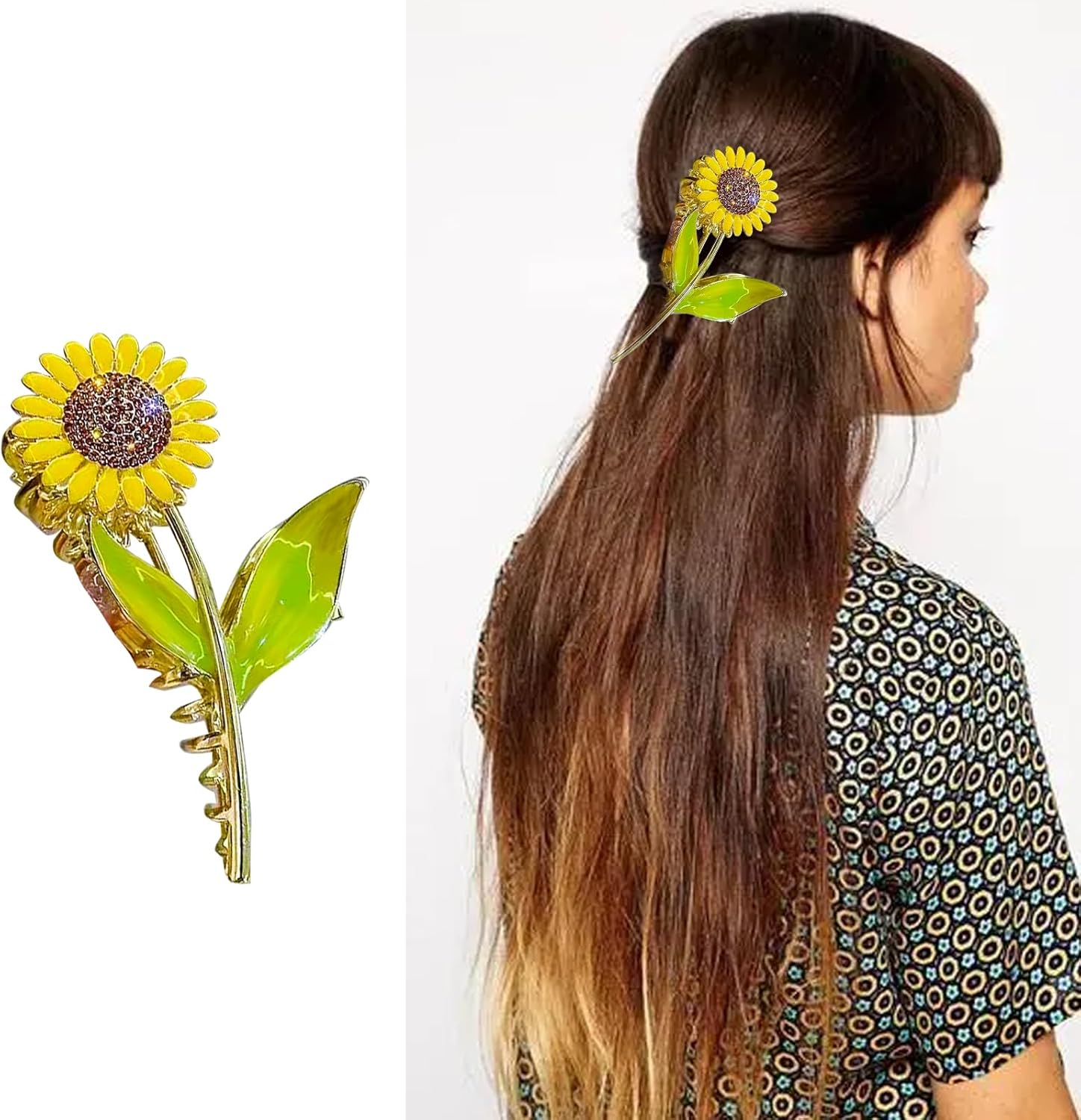 Flower Metal Hair Claw Clips,Sunflower Hair Clips,Flower Hair Clips,Sunflower Hair Claw Clips,Nonslip Large Claw Hair Clamps,Flower Hair Hold Clip for Women Thin and Thick Hair image number 5