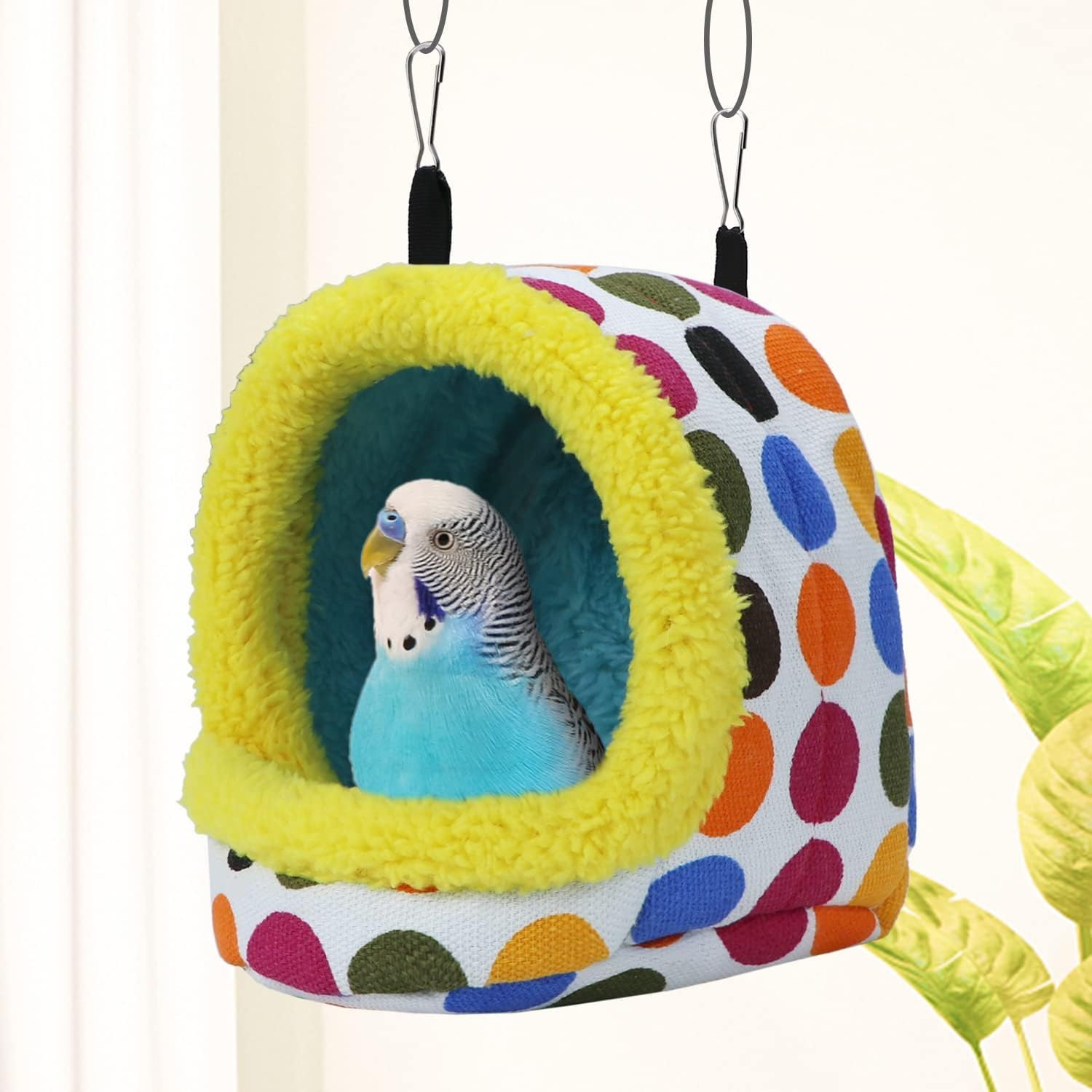 Acemedia Bird Hanging Hammock Winter Warm Parrot Nest House Bed Plush Snuggle Pet Cave Hammock Toy Parakeet Cockatiel Cage Accessory (Medium)