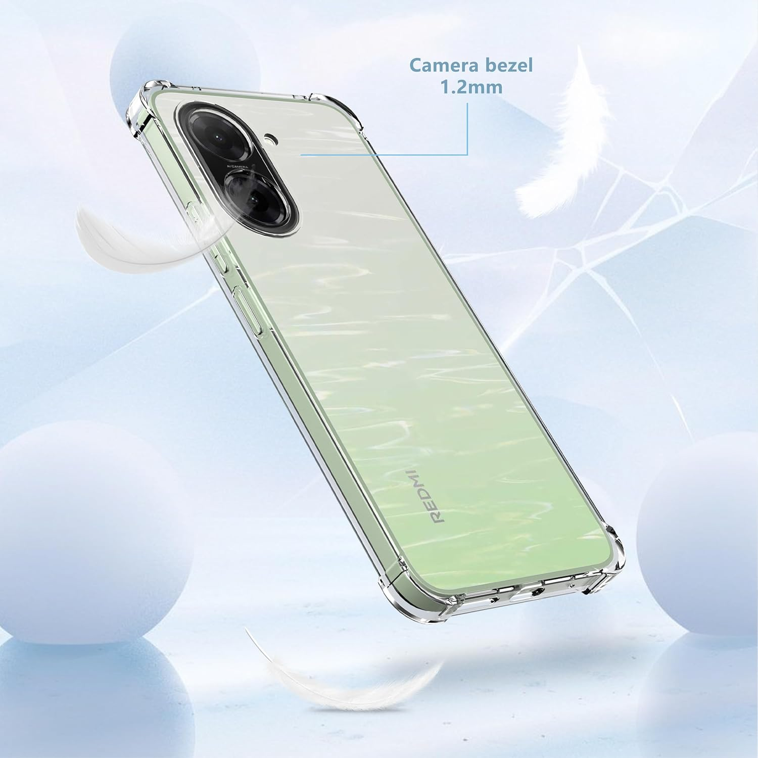 Designed for Xiaomi Redmi A5 4G Case: anti Yellowing Cover Clear Phone Case & 2 Pack Redmi A5 4G Tempered Glass Screen Protector.9H Hardness Military Grade Protection Support Fingerprint Unlocking