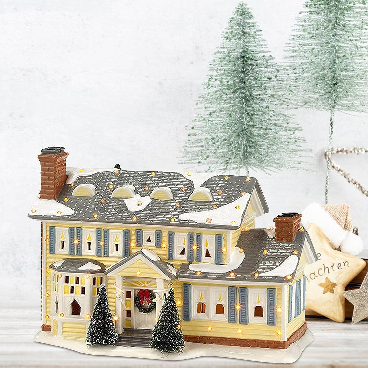 Santa House Village - 3D Resin Christmas Village for Home Decoration,Luminous Christmas Village Small Parts Decoration, Waterproof Country Street Scene Resin Ornament, Great Gift image number 1