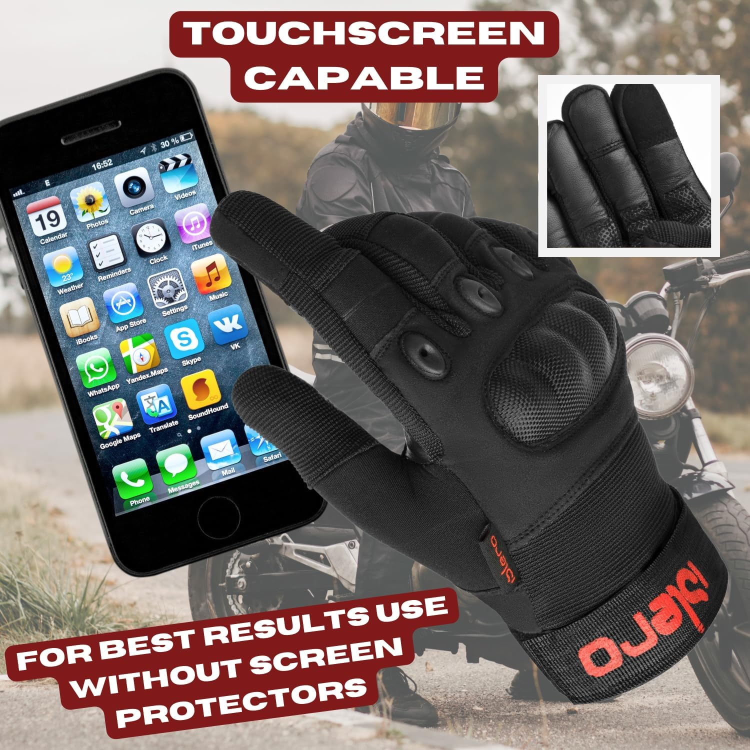 Islero Heavy Duty All Weather Motorbike Motorcycle ATV Paintball Outdoors Sports Full Finger Gloves Carbon Fiber Knuckle Hiking Climbing Racing Riding Cycling Gloves image number 5