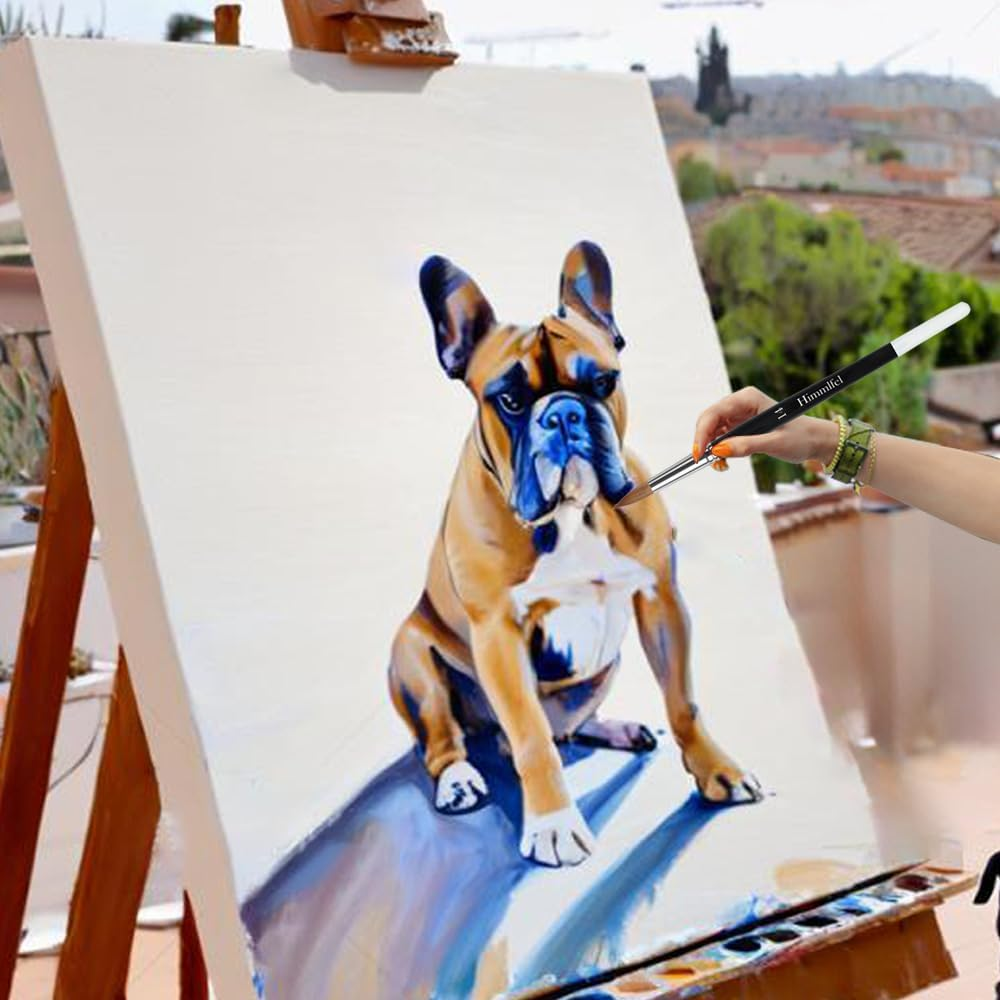 Himmlfel round Pointed Tip Paint Brush Set, 12 Pcs round Pointed Tip Paint Brushes for Painting Details, Thin to Thick Lines and More, for Acrylic, Watercolour, Oil and Gouache Painting image number 1