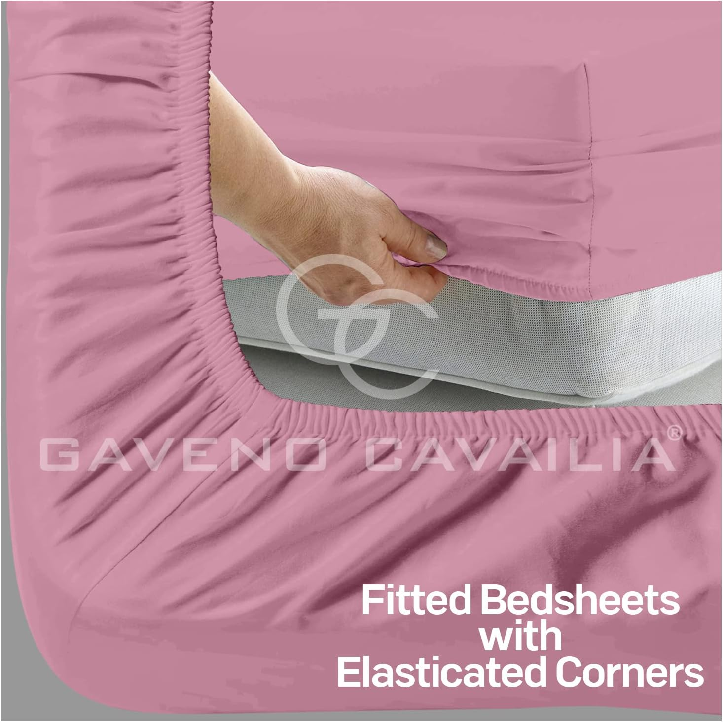 Premium Plain Dye Fitted Bed Sheet, Washable Bedding & Linen, Bobble Free Super Soft Bottom Sheet, Pink, 4Ft Double image number 4