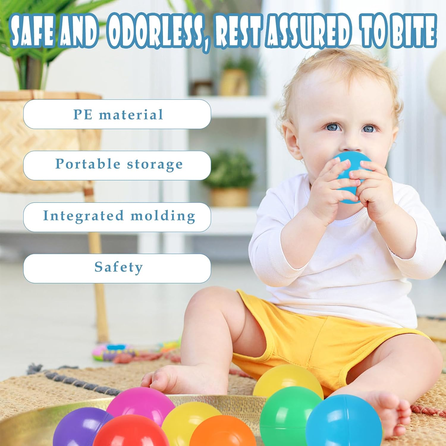 MODEREVE 100 Pack Balls for Ball Tent, BPA Free Colorful Plastic Balls Baby Play Balls for Ball Pit, Bounce House, Baby Pool & Playhouse image number 2