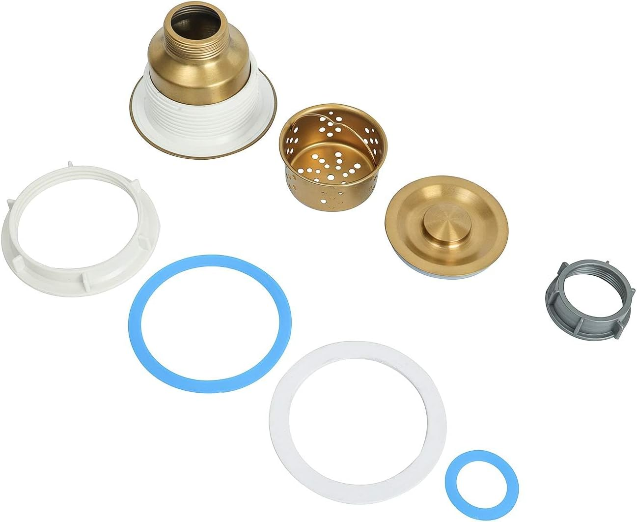 Kitchen Sink Strainer Assembly, Sink Drain 304 Stainless Steel with Removable Deep Waste Basket and Sealing Lid 3-1/2-Inch Golden - Gold+Decor Flat Cover image number 3