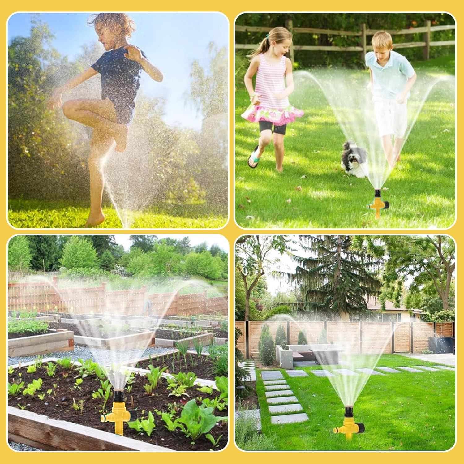 Proxima Direct 3 Pack Garden Sprinklers Lawn Sprinkler Automatic 360&deg; Rotating Lawn Sprinkler Adjustable Watering System for Yard Garden Lawn Large Coverage Area (Yellow) image number 3